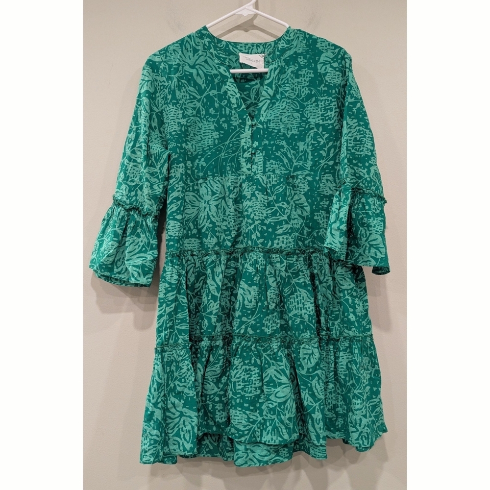 Hyacinth House Tuckernuck Green Lorelei Tiered Skirt Dress Size Small